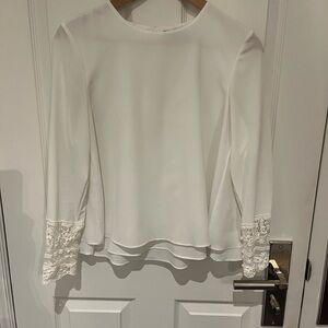 Zara White Blouse with Lace Cuffs